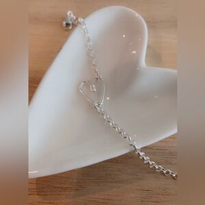 Open heart bracelet .925 sterling silver bracelet .